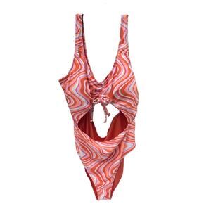 No Boundaries Retro Swirl Cutout One Piece Swimsuit XXL 19 Y2K Groovy Beach Pool